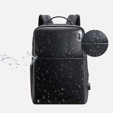 Water drops beading on a bag's surface